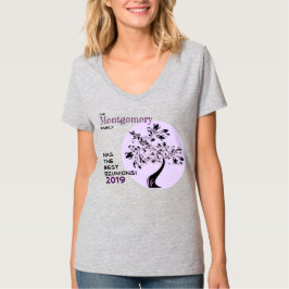 Camiseta Reunião Familiar Purple Black Modern Tree Memento
