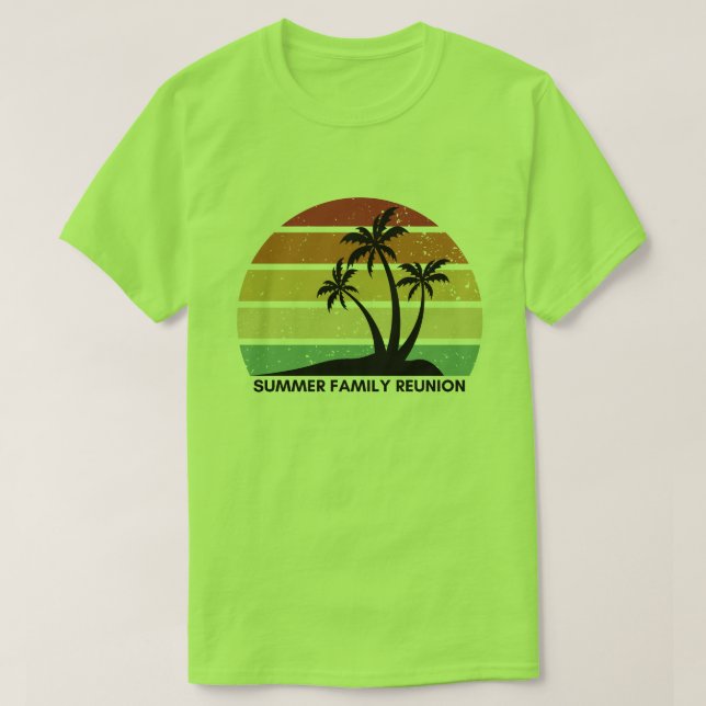 Camiseta Reunião familiar Summer Sunset Beach Palm Tree (Frente do Design)