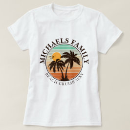 Camiseta Reunião Familiar Verão Sunset Beach Palm Trees 60s