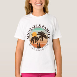 Camiseta Reunião Familiar Verão Sunset Beach Palm Trees 60s