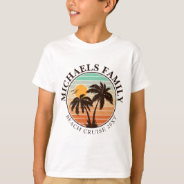 Camiseta Reunião Familiar Verão Sunset Beach Palm Trees 60s