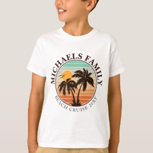 Camiseta Reunião Familiar Verão Sunset Beach Palm Trees 60s