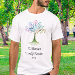 Camiseta Reunião Personalizada da Família de Árvore<br><div class="desc">Esta camiseta exclusiva da Reunião Familiar é decorada com uma árvore genealógica e uma tipografia de na moda. Facilmente personalizável. À medida que criamos a nossa trabalho de arte,  não encontraremos esta imagem exata de outros designers. Original Watercolor © Michele Davies.</div>