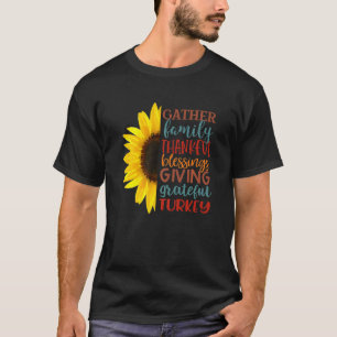 Camiseta Reunir Família Agradecida Bênçãos Dar Grato E