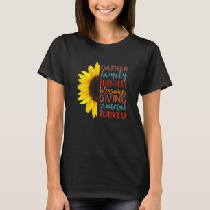 Camiseta Reunir Família Agradecida Bênçãos Dar Grato E