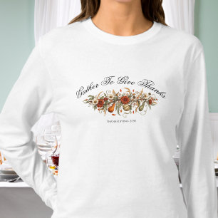 Camiseta Reunir Para Dar Graças Folhas de Outono Dia de Açã