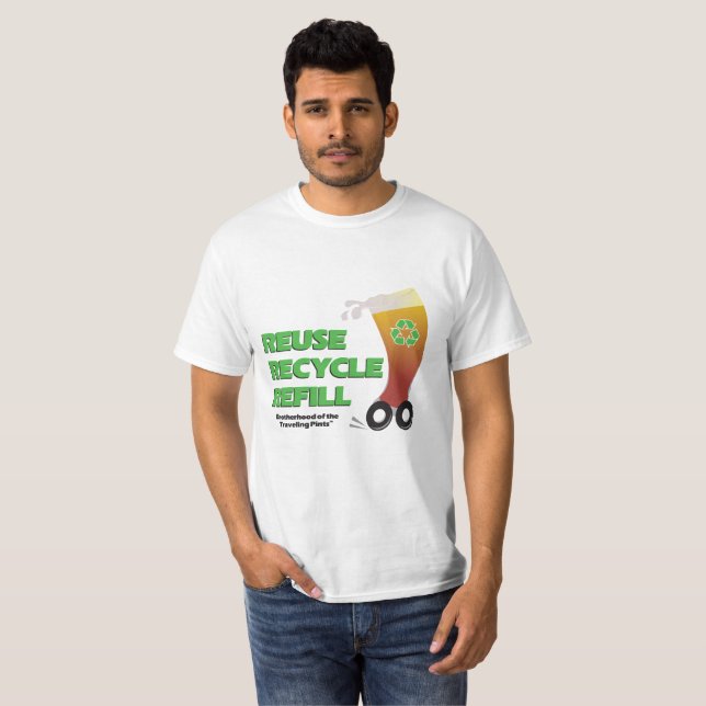Camiseta Reusar, reciclar, o t-shirt dos homens do (Frente Completa)
