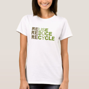 Camiseta Reusar reduz o t-shirt do reciclar/t-shirt do Dia