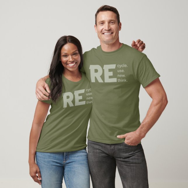 Camiseta Reutilização de reciclares Renovar Repensar Crise  (Unissex)