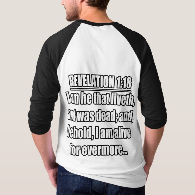 Camiseta Revelação 1:18 KJV. Bíblia Verso (Verso)