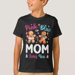 Camiseta Revelação de Gênero do Natal Ama Você Mãe Azul ou