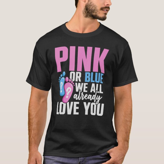 Camiseta Revelação Do Gênero Do Chá de fraldas, Rosa Ou Azu (Frente)