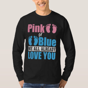 Camiseta Revelação Do Gênero Do Chá de fraldas, Rosa Ou Azu