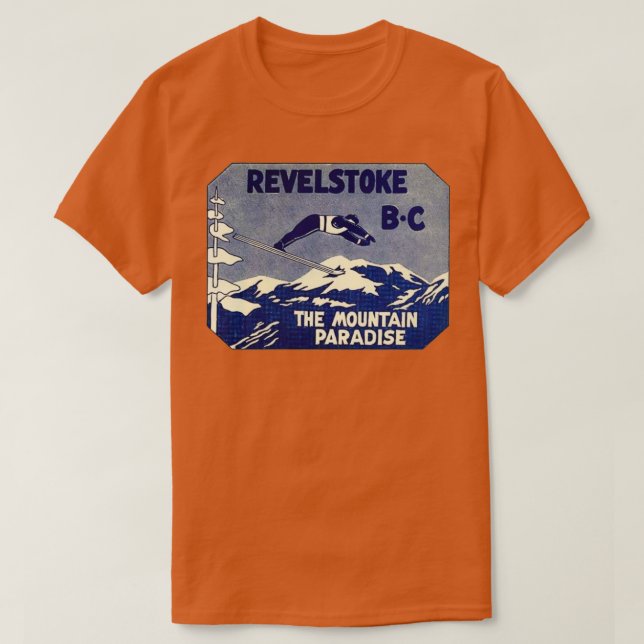 Camiseta Revelstoke BC Ski Mountain Paradise Viagens vintag (Frente do Design)