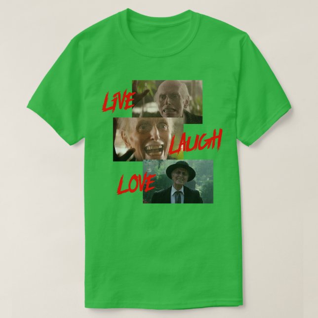 Camiseta Reverendo Henry Kane Live Laugh Love (Frente do Design)