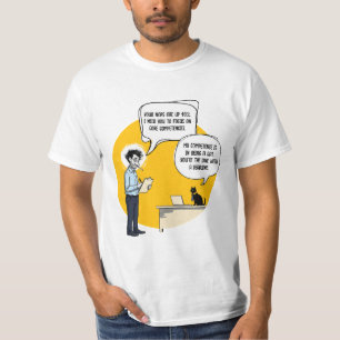 Camiseta Revisão de Desempenho de Gato de Escritório Engraç