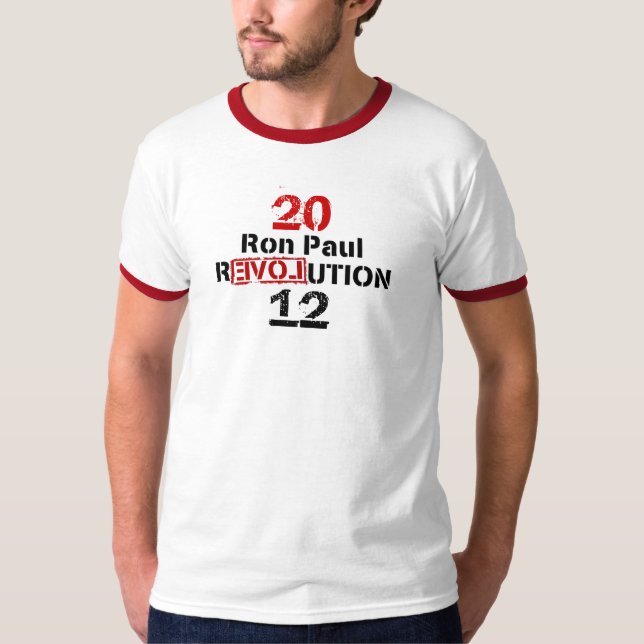 Camiseta Revolução 2012 de Ron Paul atrasada (Frente)