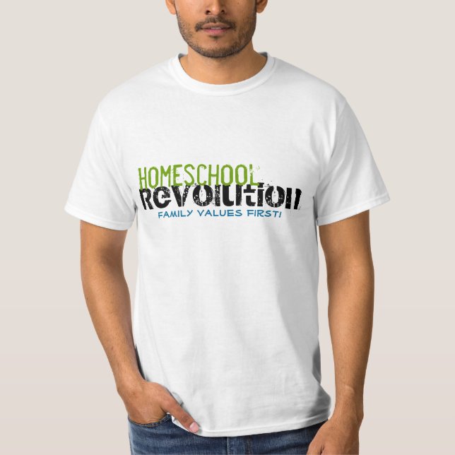 Camiseta Revolução na escola doméstica - Valores da família (Frente)