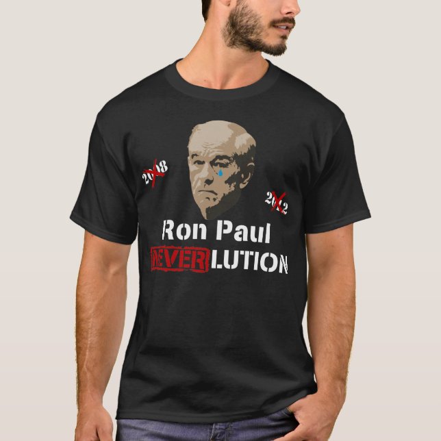 Camiseta Revolução Neverlution de Ron Paul 2012 (Frente)