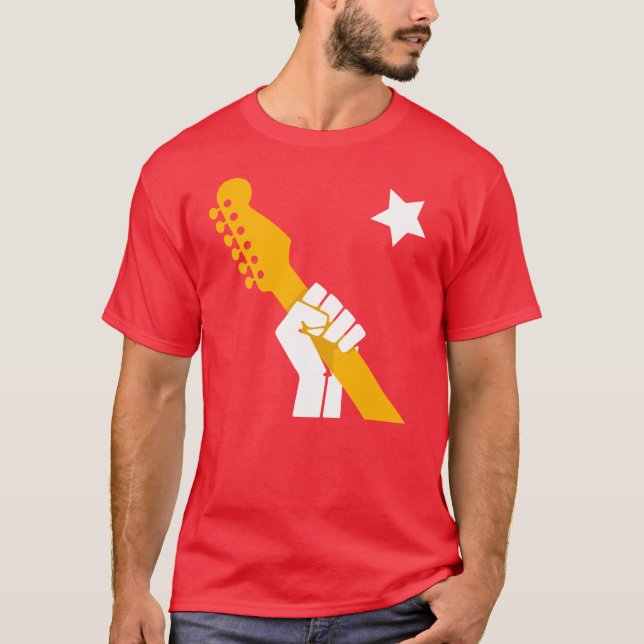 Camiseta Revolução T vermelho #0003 da teoria da guitarra (Frente)