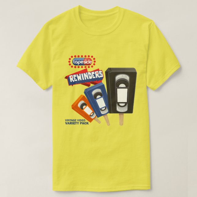 Camiseta Rewinders: VHS Ice Pop Parody (Frente do Design)