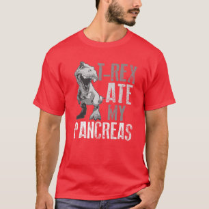 Camiseta Rex Ate My Pancreas   Amantes do Dinossauro Diabet