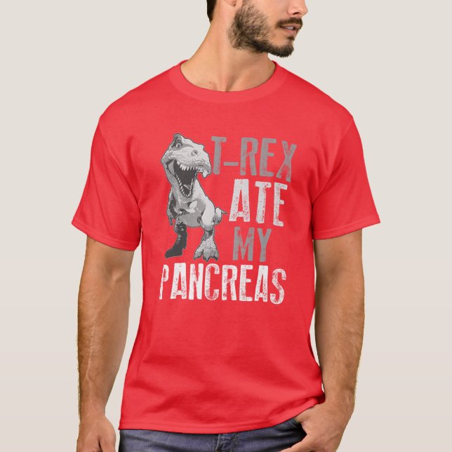 Camiseta Rex Ate My Pancreas | Amantes do Dinossauro Diabet (Frente)