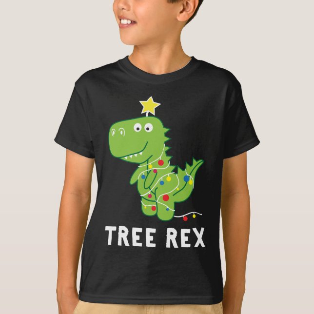 Camiseta Rex da árvore. Pun Funny Dinossaur Christmas Paja (Frente)