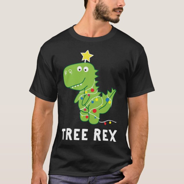 Camiseta Rex da árvore. Pun Funny Dinossaur Christmas Paja (Frente)