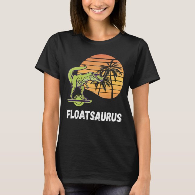 Camiseta Rex Dino Retro Sunset Elétrico Flutuante Em (Frente)
