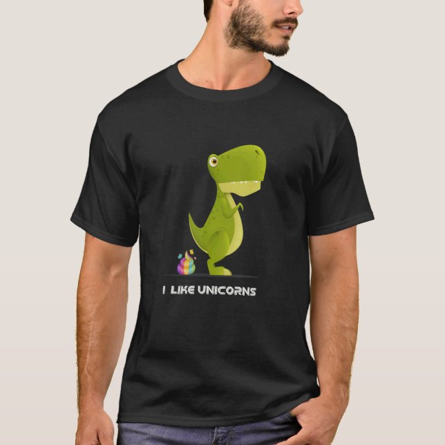 Camiseta rex Dinosaur love unicorns men and women trex (Frente)