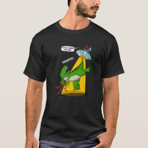 Camiseta Rex Dinossaur Alienígena Abdução Funny Ovni Aliens