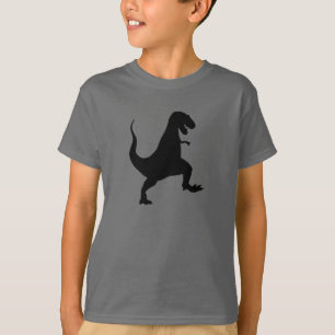 Camiseta Rex do tiranossauro que ruje e silhueta Stomping