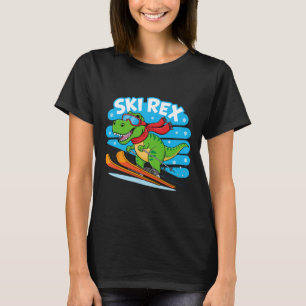 Camiseta Rex Esquiando Design de Esportes de Inverno de Din