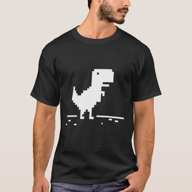 Camiseta Rex Geek Dinossaur Pixel Art No Internet Connectio (Frente)