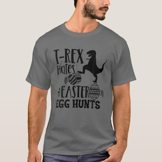 Camiseta Rex Odeia Felz pascoa De Ovo Caça Coelho (Frente)