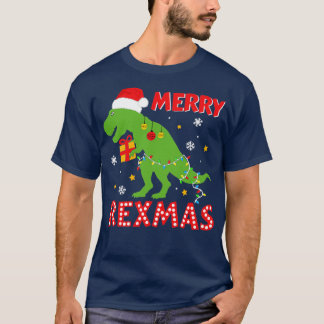 Camiseta Rexmas felizes engraçados com dinossauro trex para