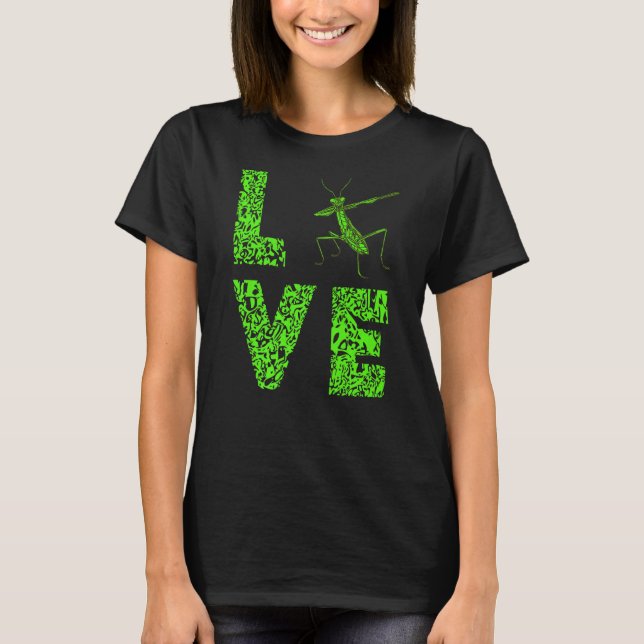 Camiseta Rezando Mantis Amor Inseto do Inseto Verde Leopard (Frente)