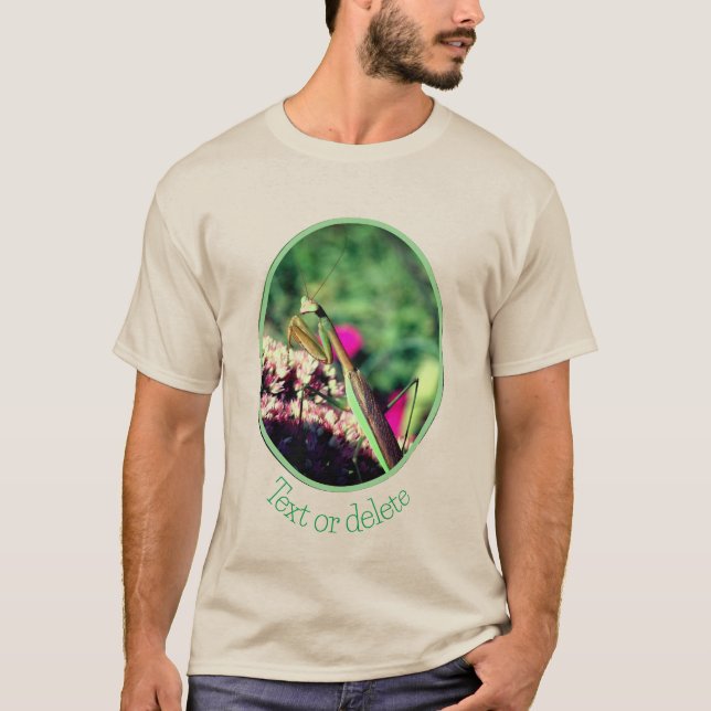 Camiseta Rezando Mantis Na Flor Sedum Personalizada (Frente)