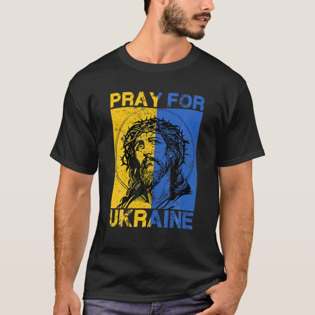 Camiseta Rezar Pela Ucrânia Para Apoiar A Ucrânia Eu Defend (Frente)