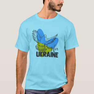 Camiseta Reze pela Ucrânia Coração e Pombo