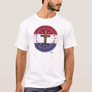 Camiseta Reze pelo voto para Deus e País com cruz robusta
