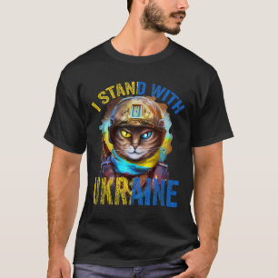 Camiseta Reze Por Apoio Soldado Gato Ucraniano Fique Com 