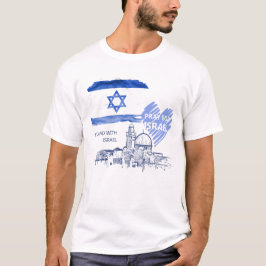 Camiseta Reze por Israel. Eu estou com Israel. Judaico.