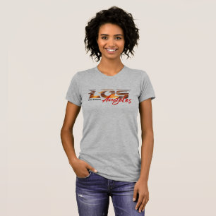 Camiseta Reze por Los Angeles   Mulheres ajuste slim