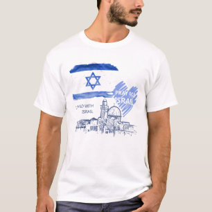Camiseta Rezem por Israel. Eu estou com Israel. Judaico.