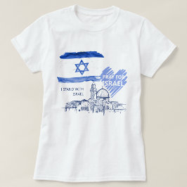 Camiseta Rezo por Israel Eu estou com Israel. Paz Mundial