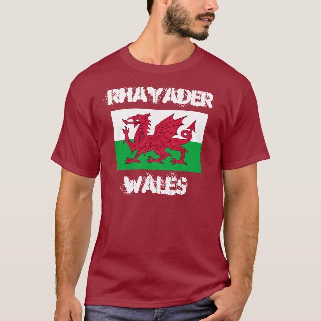 Camiseta Rhayader, País de Gales com bandeira galesa (Frente)
