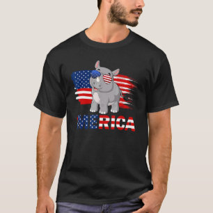 Camiseta Rhino American Flag Sunvidles Merica 4 De Julho