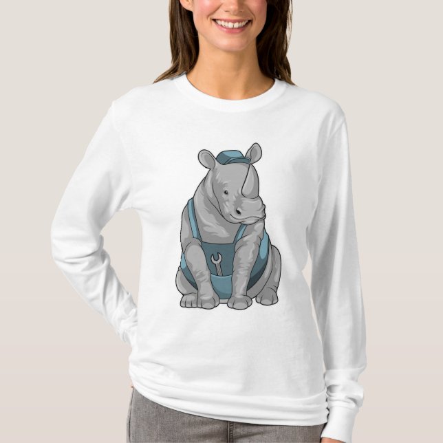 Camiseta Rhino como artesão com Wrench (Frente)